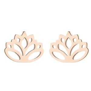 Lotus Flower Stud Earrings 304 Stainless Steel 18K Rose Gold‎ Plated Minimalist